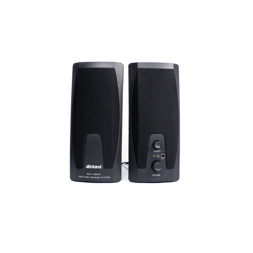 Cornetas Por Sound 1200, marca Inland, para Pc y celular, sonido nítido y fuerte, 60 Hz, color negra