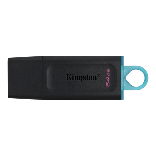 Pendrive, marca Kingston de 64 GB, puerto USB, compacto y confiable, compatible con CPU, laptops, tablets, Smart TV, color negro