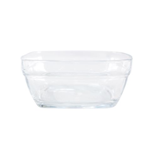 Bowl cuadrado para postres marca Pasabahce; de vidrio; 310 cc de capacidad; 11 x 4,6 cm