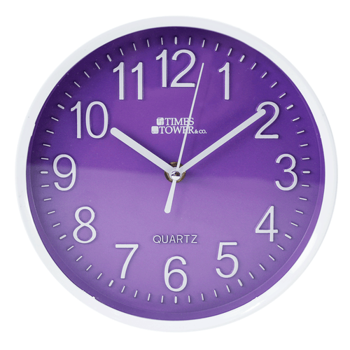 Reloj de pared, marca Times Tower & co., modelo analógico, color morado, 20 x 4,5 cm