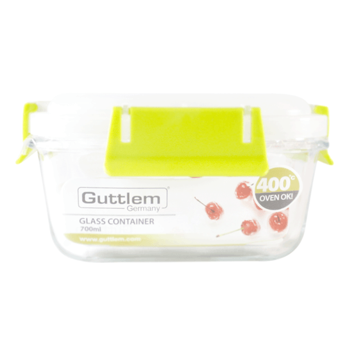 Contenedor hermético marca Guttlem, recipiente de vidrio para alimentos, 700 ml, color verde