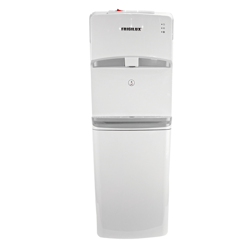 Dispensador de agua con refrigerador, marca Frigilux, 18.9 litros, agua fría y caliente, color blanco