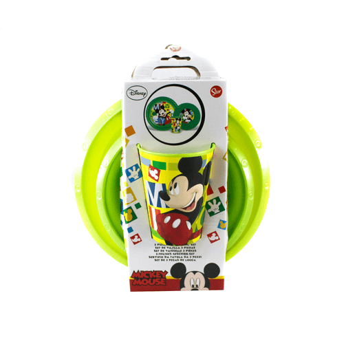 Vajilla de Mickey Mouse, marca Stor, 3 piezas de plástico color verde, unisex