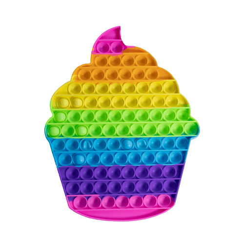 Pop It juguete sensorial de cupcake, 100% silicona flexible, burbujas para explotar que alivian el estrés y la ansiedad, para adultos y niños