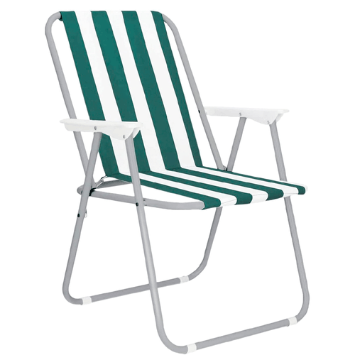 Silla plegable para playa, aluminio, color verde y blanco, asiento ergonómico