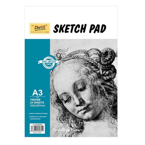 Block de dibujo Sketch Pad A3, marca Bianyo, cuaderno de arte de 24 hojas, papel bond