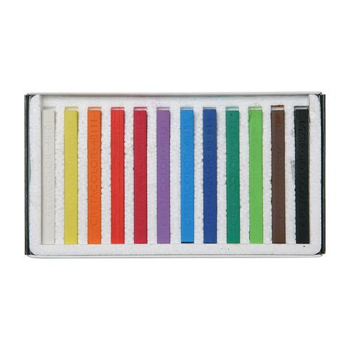 Tiza pastel Carre Cretacolor, set de 12 colores brillantes, resistentes a la luz, en caja metálica