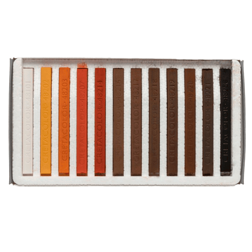 Tiza pastel Carre sticks, Cretacolor, set de 12 colores sepia, resistentes a la luz