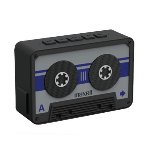Corneta portátil, marca Maxell, altavoz con Bluetotth, en forma de cassette, modelo a prueba de agua, negra
