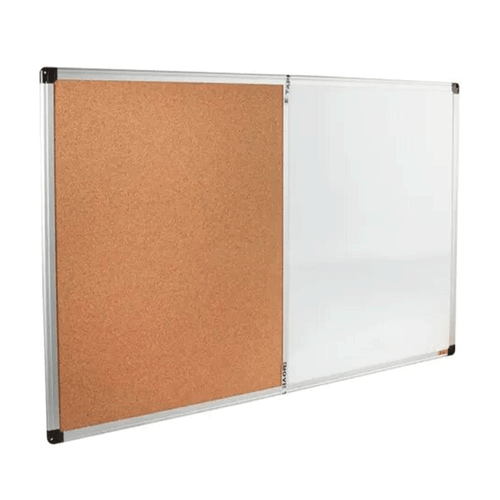 Cartelera de doble corho acrílica y marco de aluminio marca Sislo, mide 60 x 45 cm