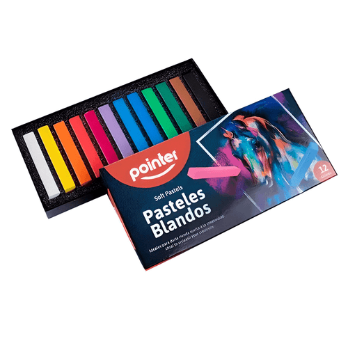 Tiza pastel Pointer, set de 12 colores brillantes, pigmentación resistente a la luz