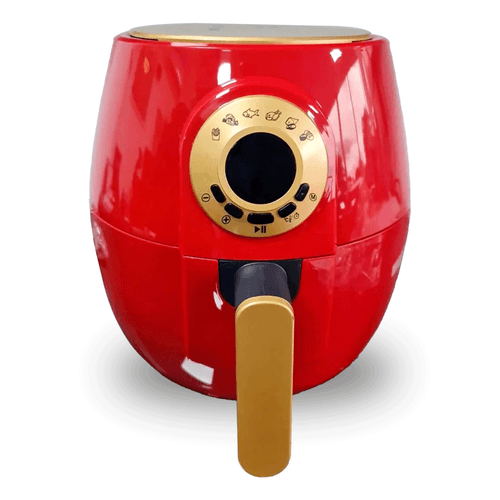 Freidora de aire con platalla digital GUZZINI color rojo, capacidad de 4 litros, 110 voltios, temperatura maxima de 200º C. Hornea frie y asa