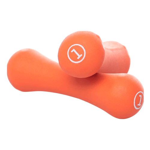 Mancuernas en forma de hueso, marca Live Up Fitness, 1 kl de neopreno, color naranja