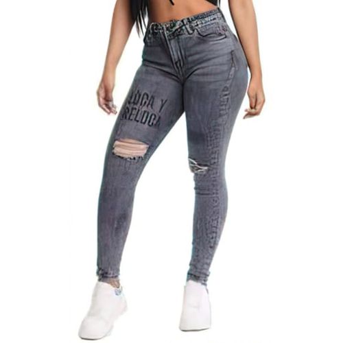Jeans Marca Most Wanted LOCA Y RELOCA para damas, pantalon esbelto modelo SKINNY. Color gris, talla 11.