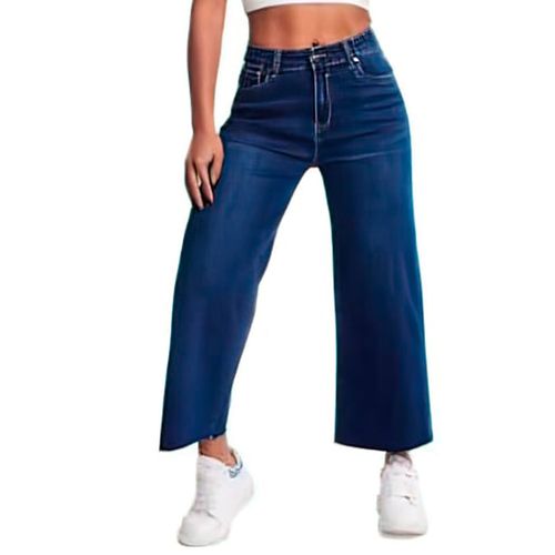 Pantalón jeans para Damas Marca Shein, moderno estilo bota ancha, talla 11, color azul.