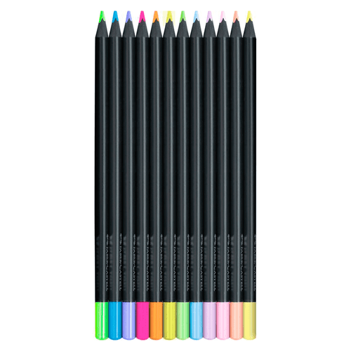Set de colores Faber-Castell Black Edition, 24 unidades, mina gruesa, cuerpo triangular