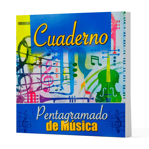 Cuaderno pentagrama de musica, Michelibros, 120 paginas, azul.