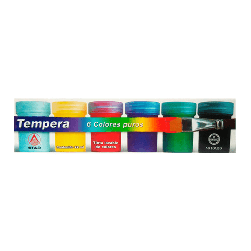 Temperas Star, set de 6 unidades, con colores brillantes, para todo tipo de superficie