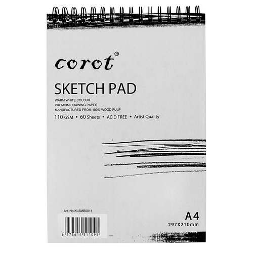 Sketch Pad A4, de 24 hojas, marca Corot, cuaderno de bocetos artísticos, con cabezal de metal