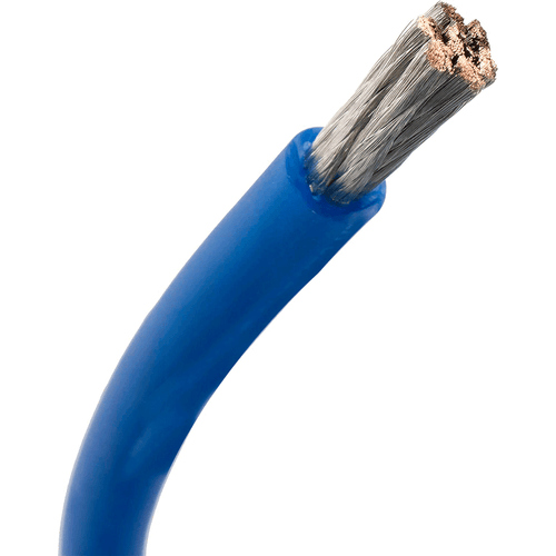 Rollo de cable de sonido marca Alphasonik, 30 metros, azul.