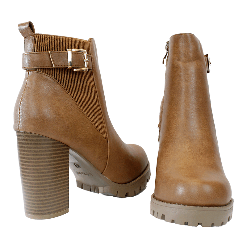 Botines cafes tacon online grueso