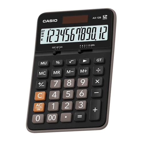 Calculadora de escritorio marca Casio, modelo AX-12B, colore negro