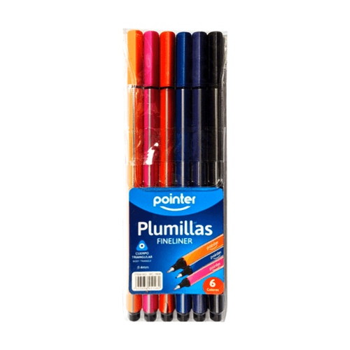 Marcadores Pointer, set de 6 bolígrafos de colores, tinta a base de agua, punta ultrafina