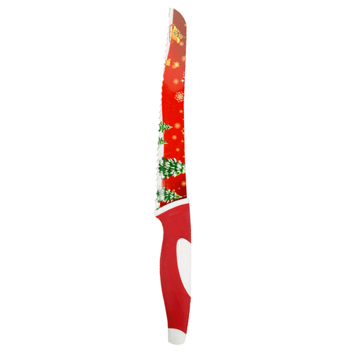 Cuchillo de cierra para pan marca christmas accessories, de acero inoxidale, color rojo