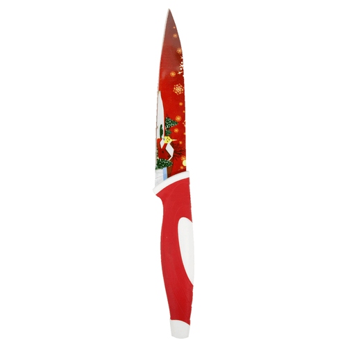 Cuchillo navideño para picar verduras, frutas y hortalizas, marca christmas accessories, de acero inoxidable, color rojo