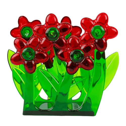 Porta servilletas floreado de la marca Patented design, de plastico, color verde y rojo