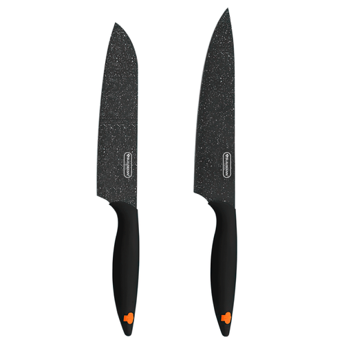 Juego de cuchillos marca Balumann, 2 piezas de acero inoxidabe, color negro