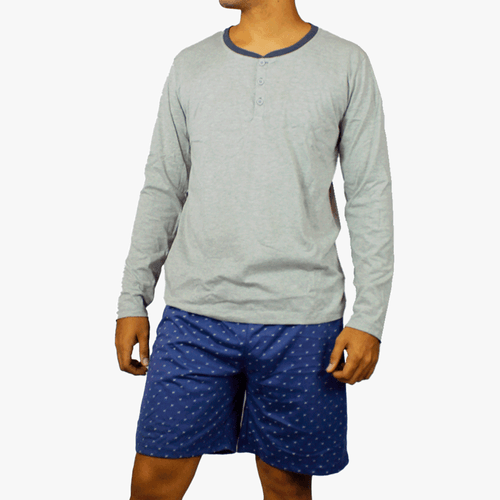 Pijama de dos piezas para caballero, marca Reverse, conjunto de franela y short corto, tela 100% algodón