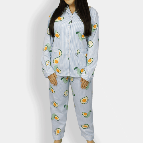 Pijama de dos piezas para dama, marca Xianergingni Fashion, 100% algodón suave, modelo con estampado de rayas y aguacates