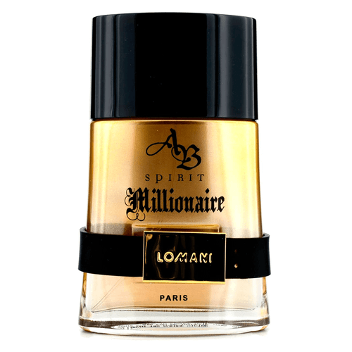 Perfume de caballero Spirit Millionaire, Lomani, envase de vidrio, 100 ml, aroma avainillado, amaderado