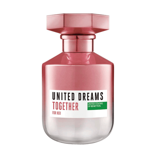 Perfume United Dreams Toggether, marca Benetton de 80 mililitros, aroma avainillado