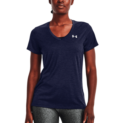 Camiseta deportiva con cuello de pico UA-Tech, Under Armour, manga corta, para dama