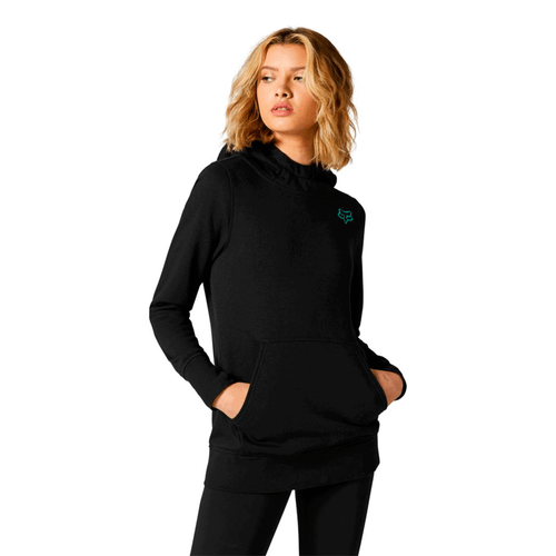 Sudadera con capucha marca Fox Qualify, modelo deportivo con estampado, de algodón, para dama