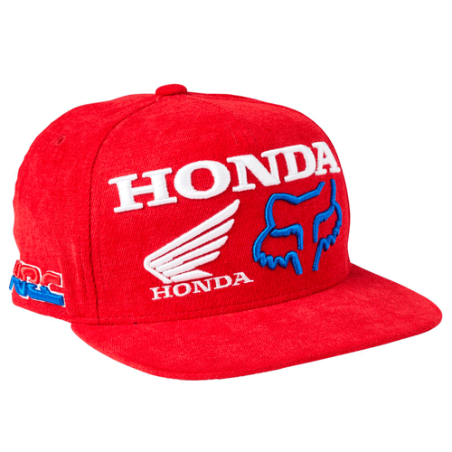 Gorra juvenil marca Fox, modelo Honda HCR Snapback, con visera curva, algodón y cierre ajustable