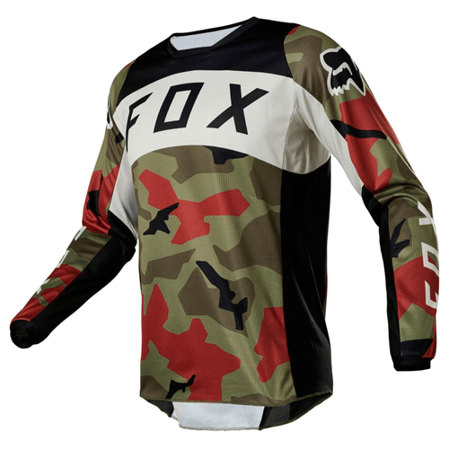 Camiseta juvenil de motocross, Fox, modelo 180 BNKR, 100% poliéster, jersey con malla transpirable, color camuflaje