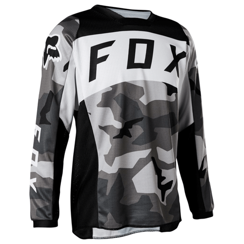Camiseta juvenil de motocross, Fox, modelo 180 BNKR, 100% poliéster, jersey con malla transpirable, color camuflaje