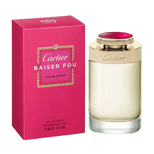 Perfume Baiser Fou, marca Cartier de 75 mililitros, aroma floral y frutal