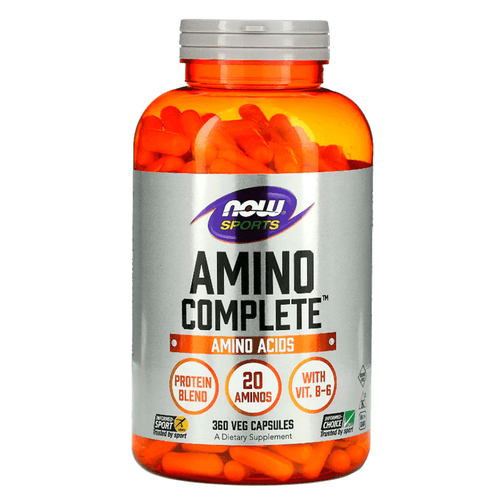 Amino Complete, suplemento nutricional, marca Now Sports, con proteínas, B-6 y 21 amenos, 360 cápsulas