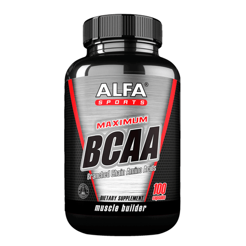 Maximun BCAA suplemento de aminoácidos para la regeneración del músculo, marca Alfa Sport, 100 cápsulas