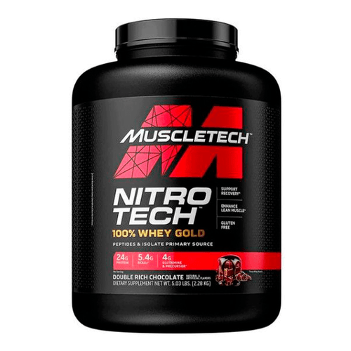Polvo de proteína Nitro Tech 100% Whey Gold, marca Muscletech, en variados sabores