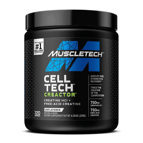 Suplemento nutricional de creatina en polvo, Cell Tech Creator, marca Muscletech, sin sabor, 235g