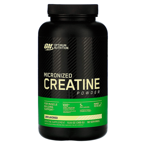 Suplemento nutricional de creatina en polvo, Micronized Creatine Powder, marca Optimum Nutrition, sin sabor, 300g