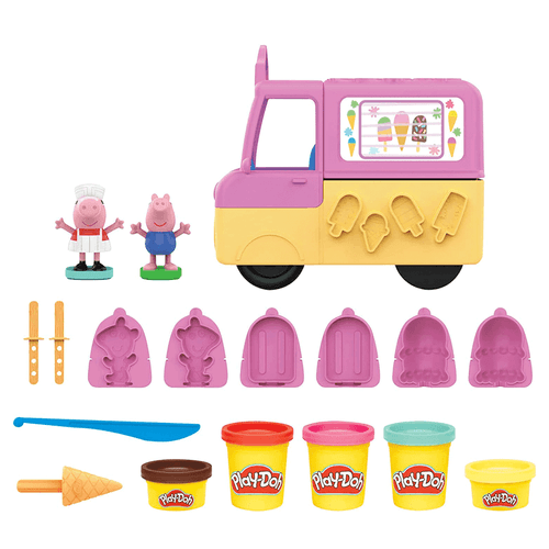 Set de plastilina Play –Doh camión de helados Pepa Pig, marca Hasbro, juguete con moldes incluidos, para niños a partir de 3 años