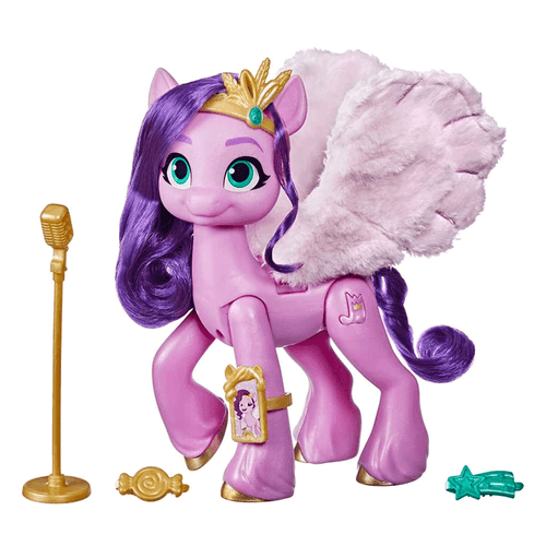 Juguete de My Little Pony, marca Hasbro, muñeca Pick Pony que canta y toca música, incluye alas móviles y 5 accesorios mas