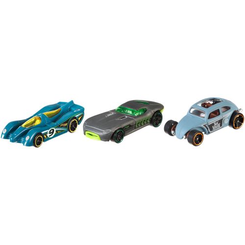 Set de coches de carrera marca Hot Wheels, kit de 3 carritos de juguete pequeños con colores surtidos, para niños