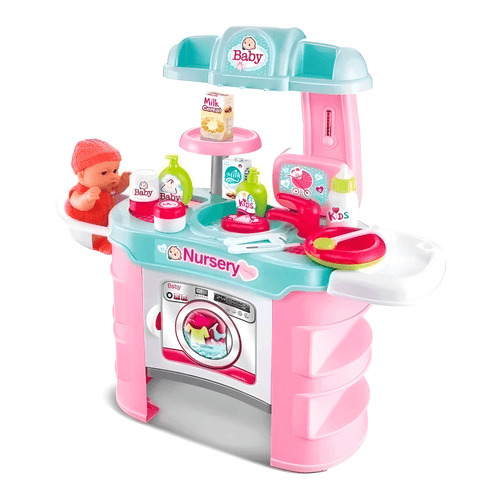 Set de cocina, lavadora y fregadora de juguete, marca Nursery, con música y luces interactivas para niñas